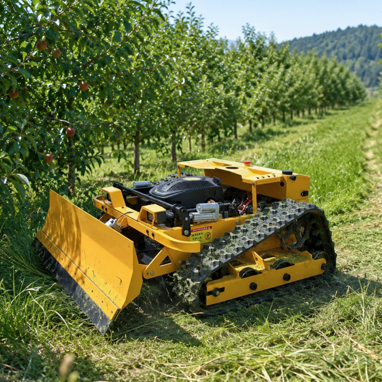 Customized Smart Remote Controlled Crawler Lawn Mower for Hillside Orchard Farm Weed Cutting and Landscaping