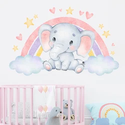 Cartoon Color Balloon Elephant Wall Stickers for Children Room Decor Kids Room Baby Bedroom Nursery Home Decoration Wall Decal