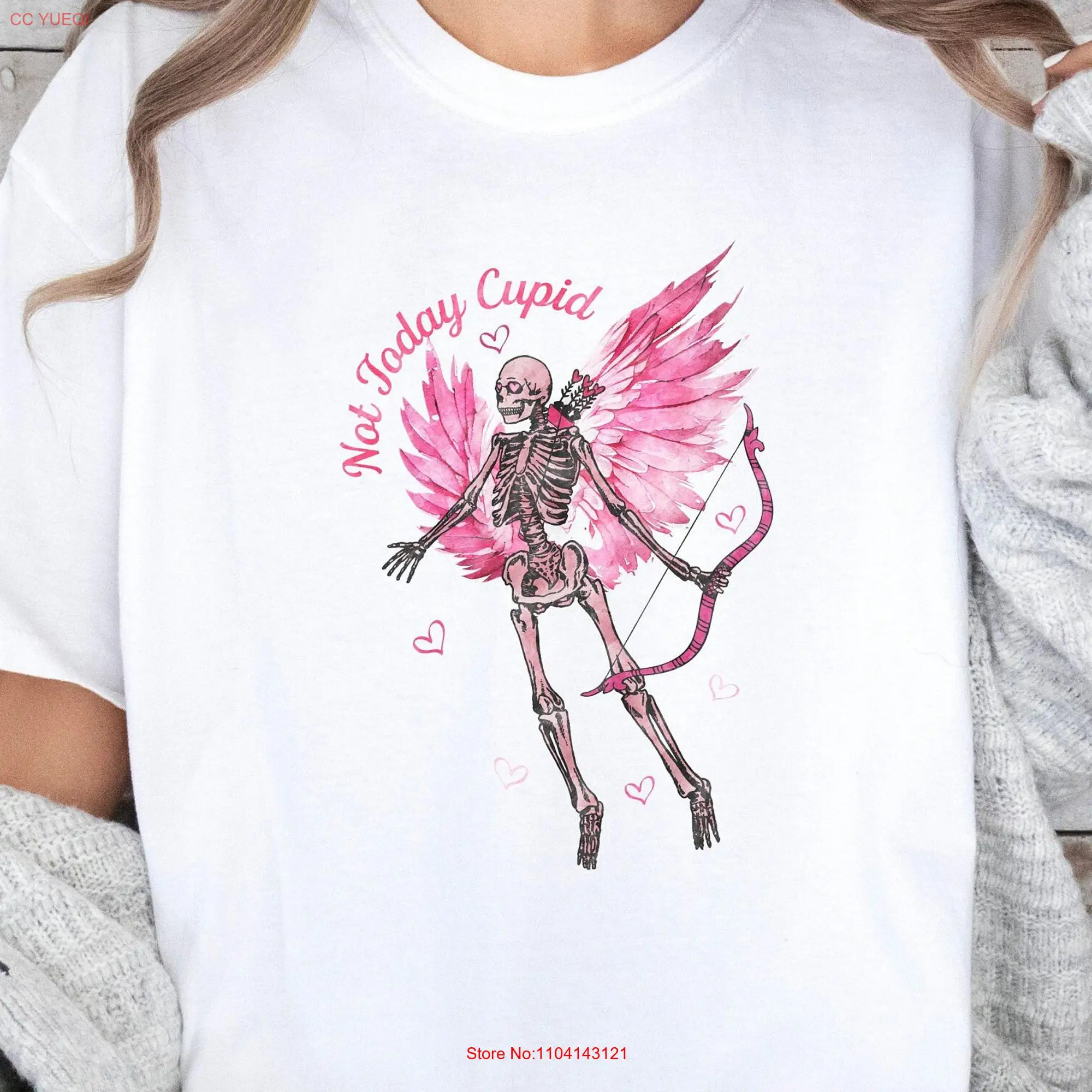 Not Today Cupid T Shirt Funny Skeleton Fairy Valentine Comfort Colors Gothic is Stupid  long or short sleeves