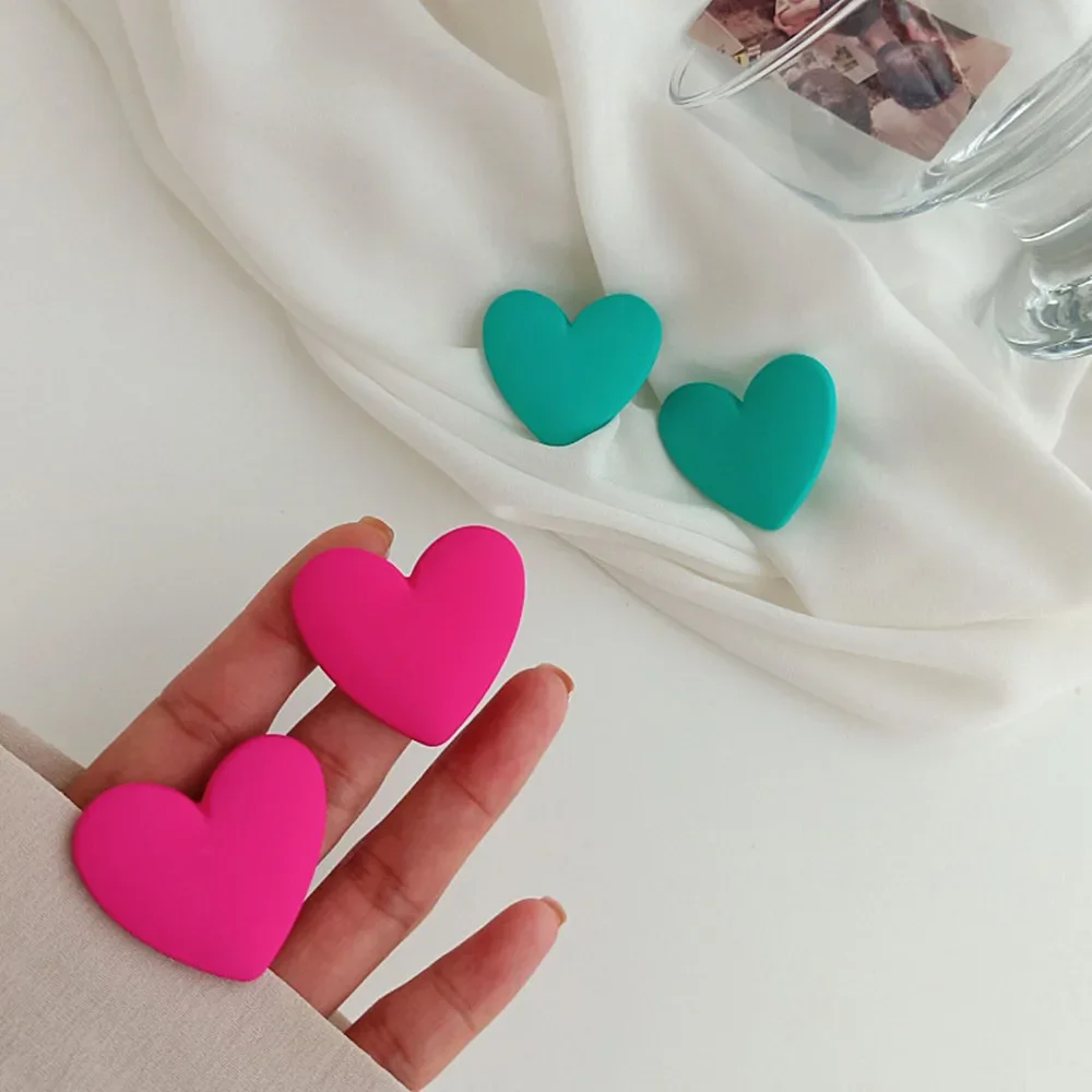 Cute Heart Colorful Red White Black Earrings Love Statement Wedding Geometric Heart Bohemian Vintage Acrylic Trend Party Jewelry