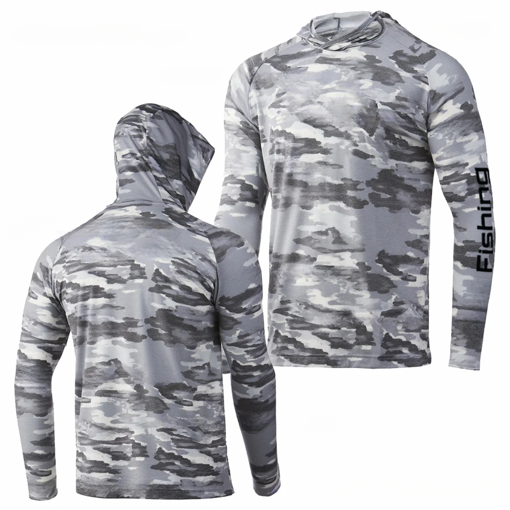 Men Long Sleeve Performance Angling Shirts Sun Protection Quick Dry Hoodie Fishing Tops Fish wear