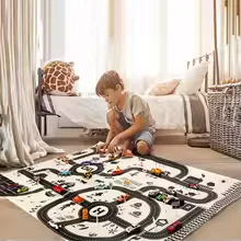130*100CM Road Map Carpet for Kids Parking Lot Roadmap 83*58CM City Traffic Map of Road Boy Girls Educational Toy Crawling Game