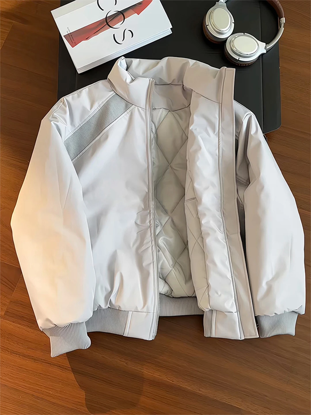 

Light ey Deconstructed Flight Jaet Cotton Men's Winter American Sle Collar Baseball ort Cotton Coat Warmth Thi