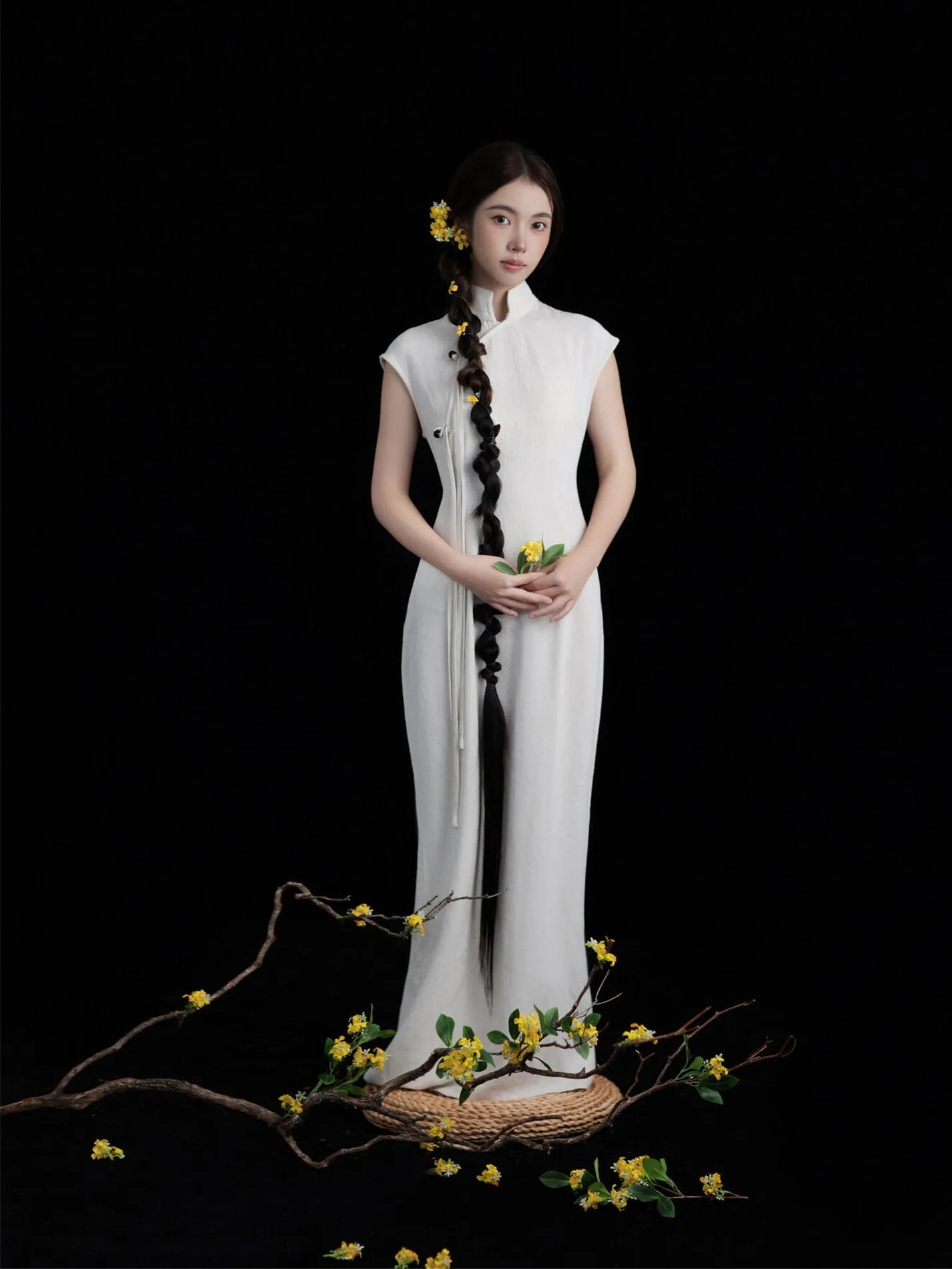 

Ele Cool Sle Women's Retro Portrait Photoaphy Studio Costume White Artistic Photoaphs Ethnic Stage Costume