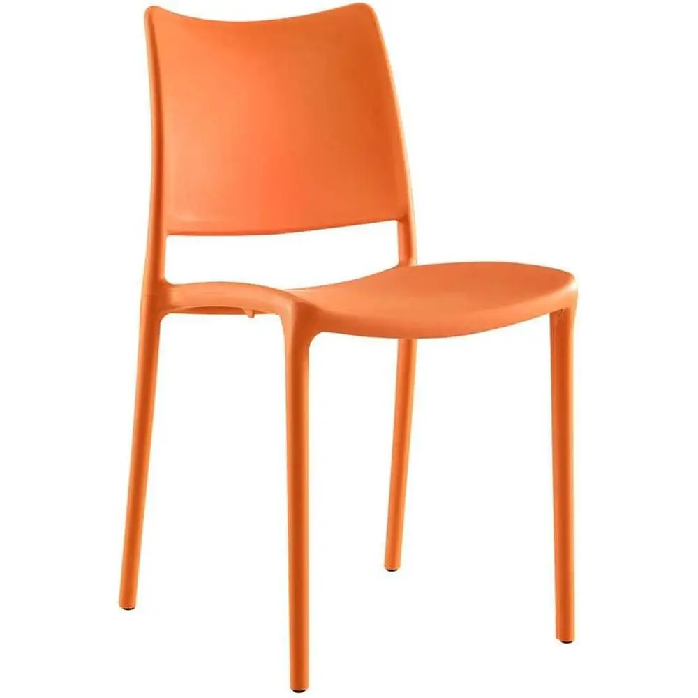 

Modern Stackable Plastic Dining Chairs in Vibrant Orange