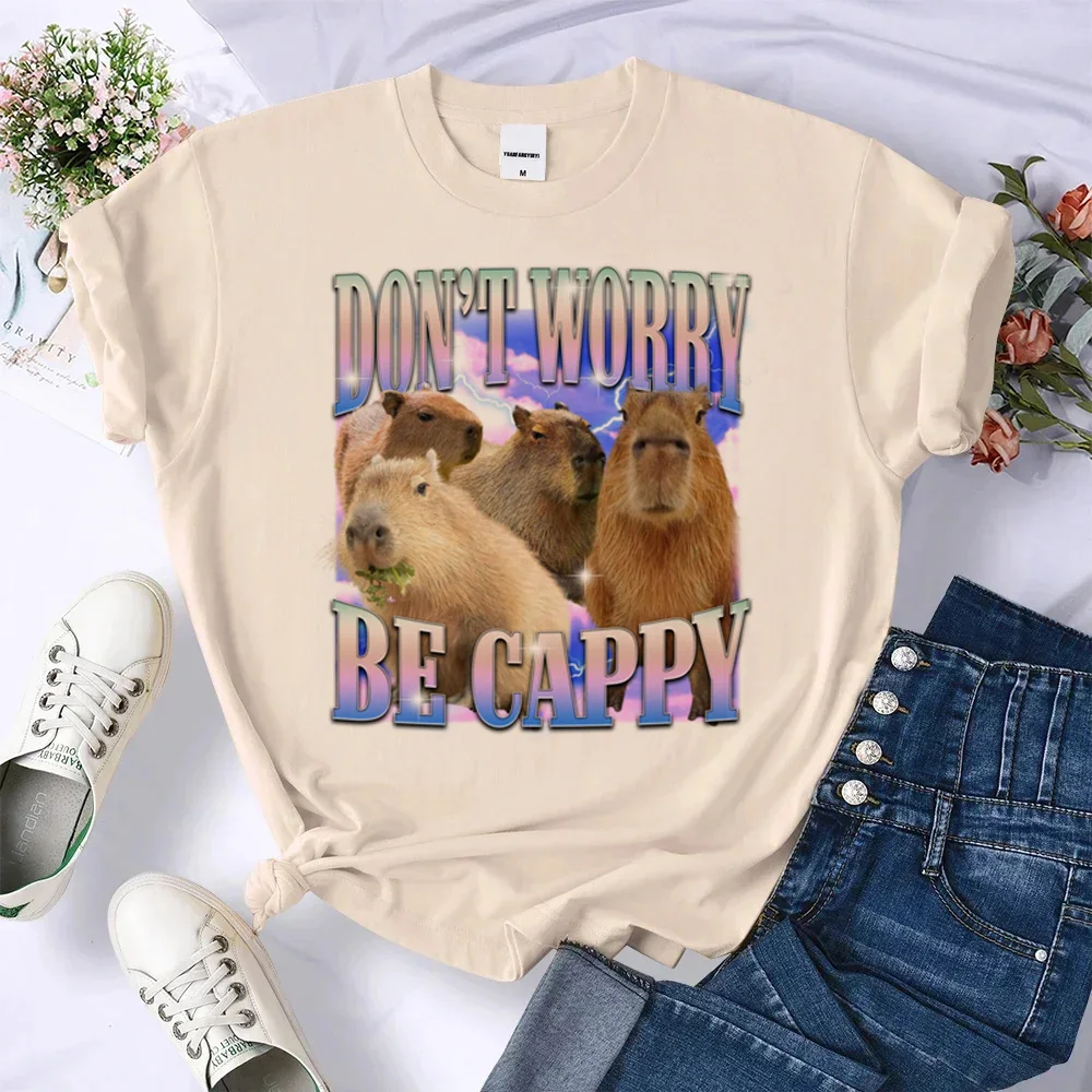 Capybara top women Japanese manga anime tshirt female y2k funny manga clothing