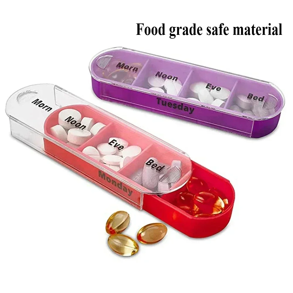 Portable Travel Pill Box Cases Weekly  28 Grids Organizer 7 Days Pills Container Storage Tablets Vitamins Medicine Fish Oils 1PC