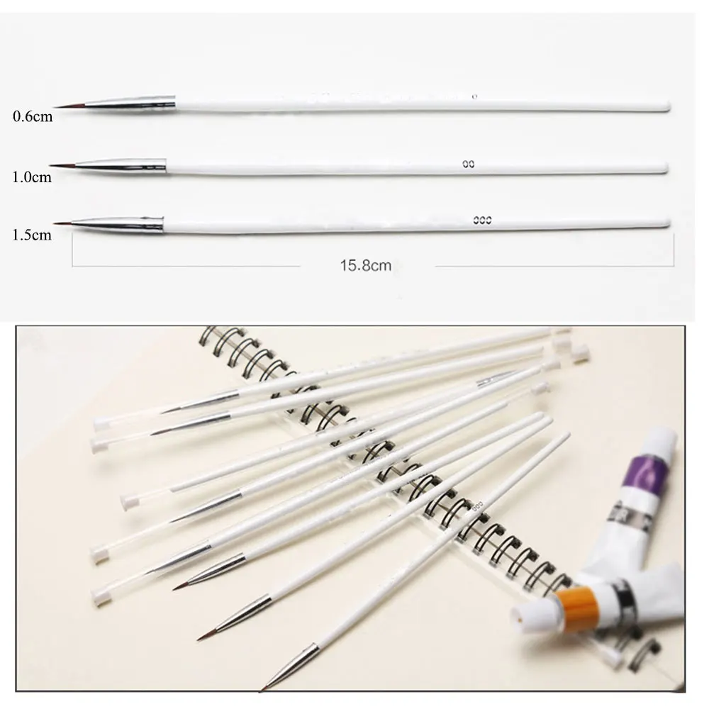 공예 얇은 후크 수채화 나일론 섬유 헤어 포인트 팁 라인 드로잉 펜, 아티스트 페인트 브러시, 10 개