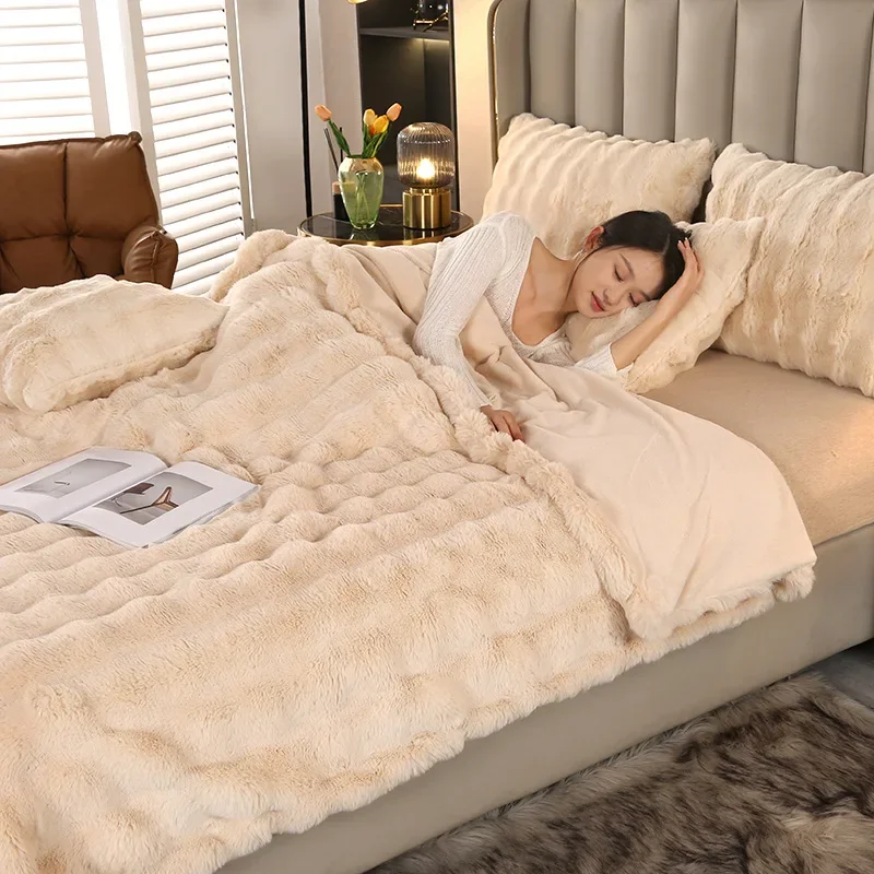

Одеяло из искусственного меха для зимы, роскошное, теплое, супер быстрое для кровати, высококачественное теплое зимнее одеяло для дивана