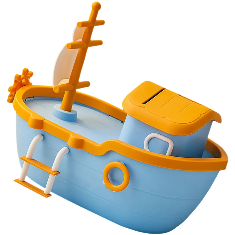 Pirate Ship Piggy Bank Money Saving Pot Kids Jar Girls Toys Bookcase Coin for Boys Plastic Child Coins