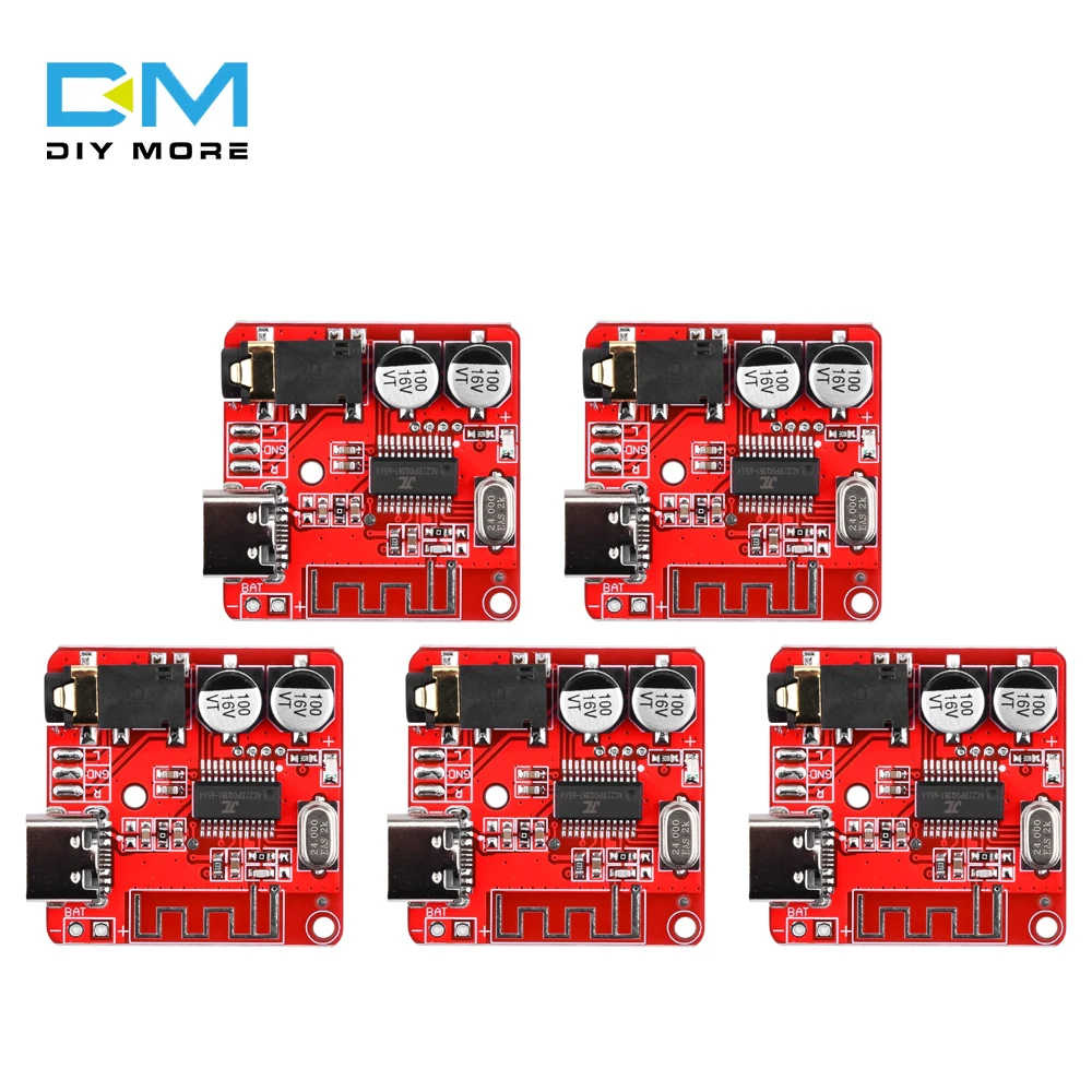 5PCS New USB Type-c 3.7-5V Bluetooth 5.1 Audio Receiver Module MP3 Audio Decoding Lossless Decoder Wireless Stereo Music Board