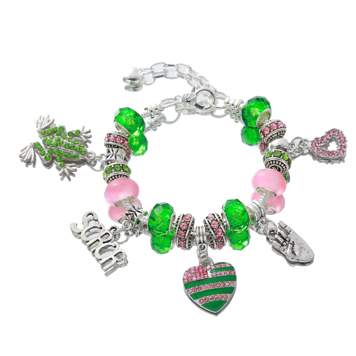 Gesture Frog Heart Variety Charm Pink Green Organization Soror Greek Alpha Bracelets Women Sorority Jewelry