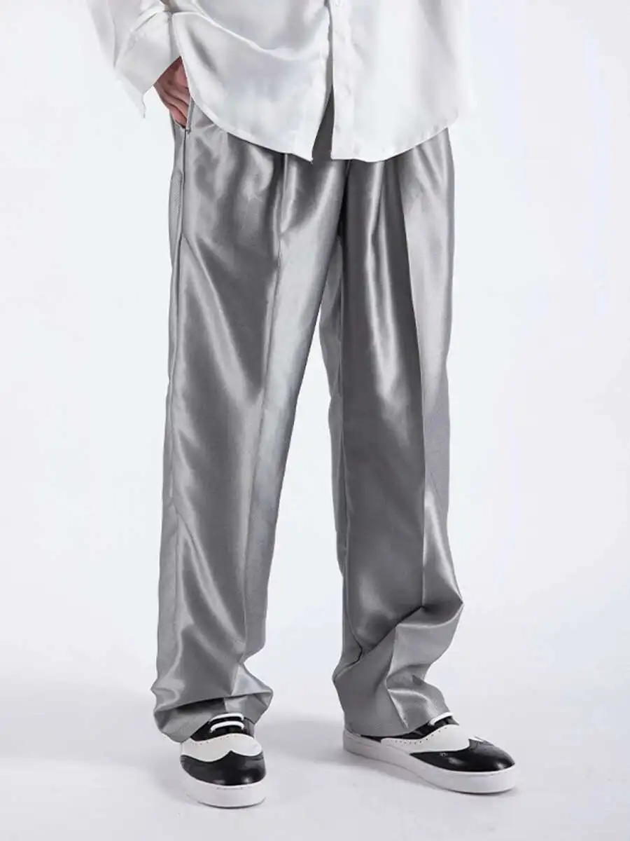 

Glossy Dance Stage Men Pants Nightclub Jazz Locking Suit Trousers Plus Size Performance Wear