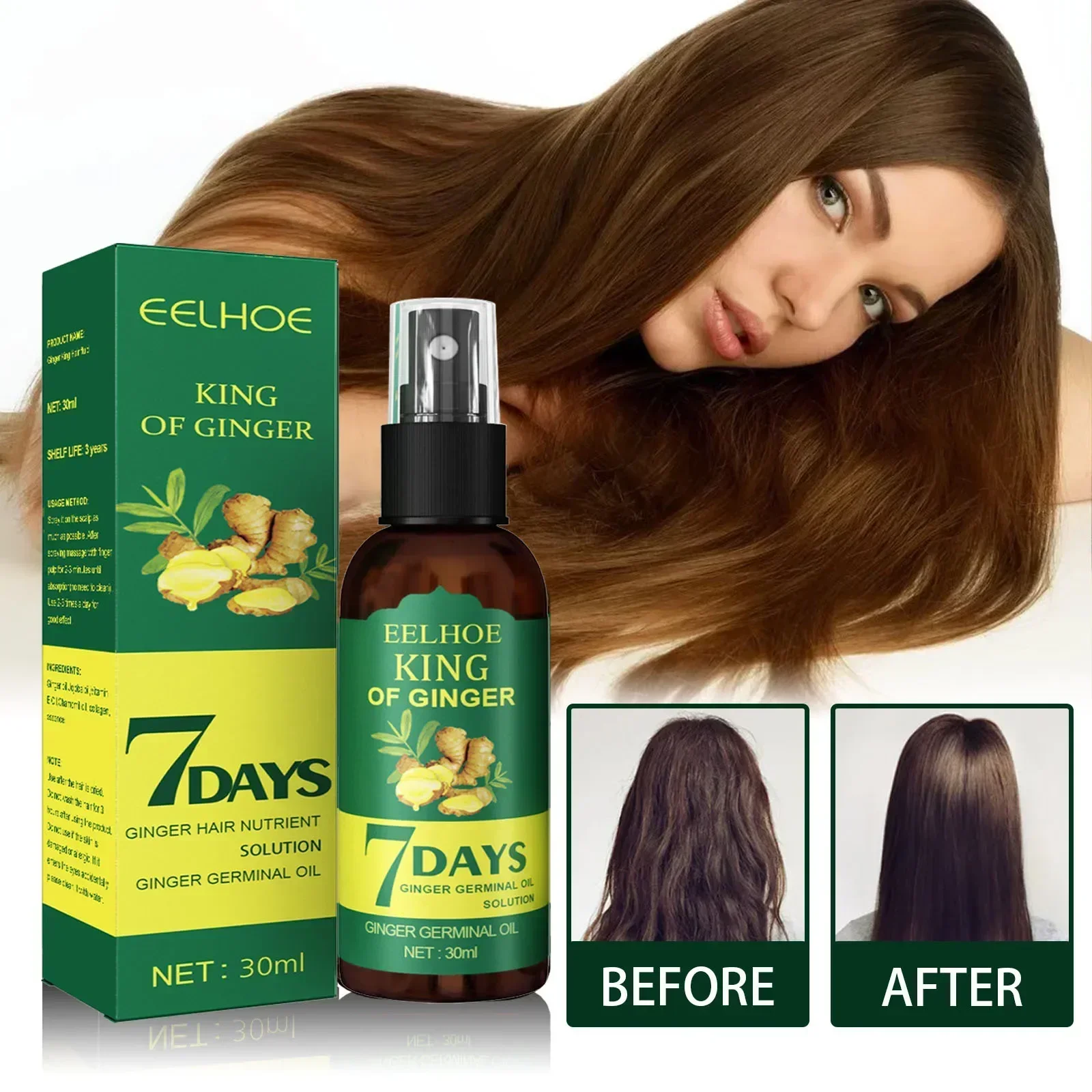 2025 Ginger Hair Growth Serum Sprayer Hair Regrowth Grow Thicker Longer Hair Accelerate Growth For Men And Women