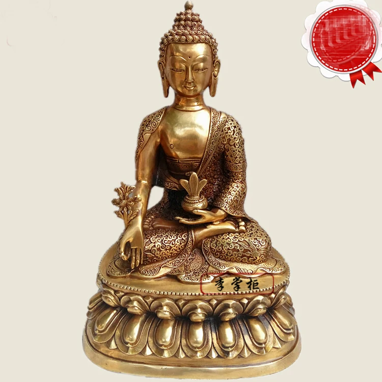 NEW 33CM LARGE #home family efficacious Tibetan Buddhism Tantra Pharmacist Buddha the Medicine brass statue