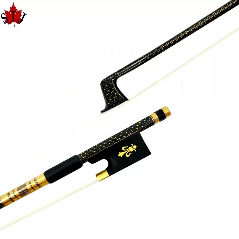 Beautiful black plaid Grid carbon Fiber plaid/Ebony/snakewood/brazilwood Fiddle 1pcs 4/4 Violin Fiddle Bow.Siberi horesehair