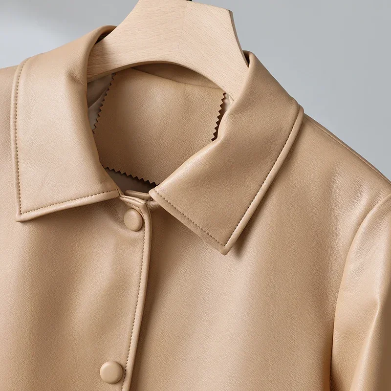 Veste en cuir véritable pour femme, manteau en peau de mouton, vêtements d'extérieur, décontractés, nouvelle collection printemps 2023