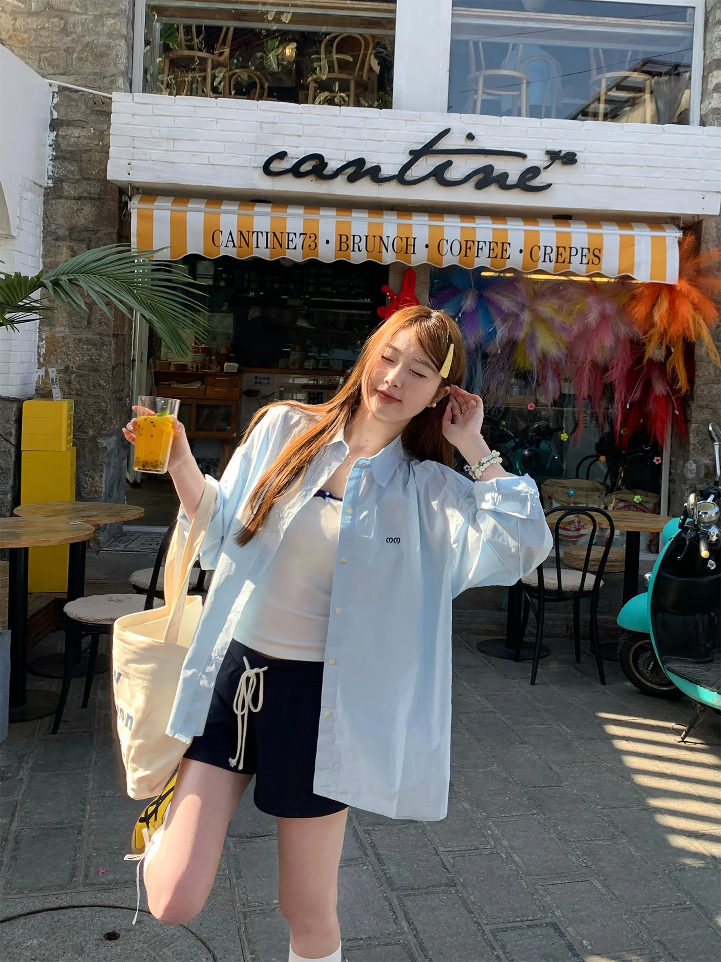 

Loose Fit Blue Long Sve irt Women's Korean Sle Spring Faion Casual irt Breathable Cotton High End Feeling