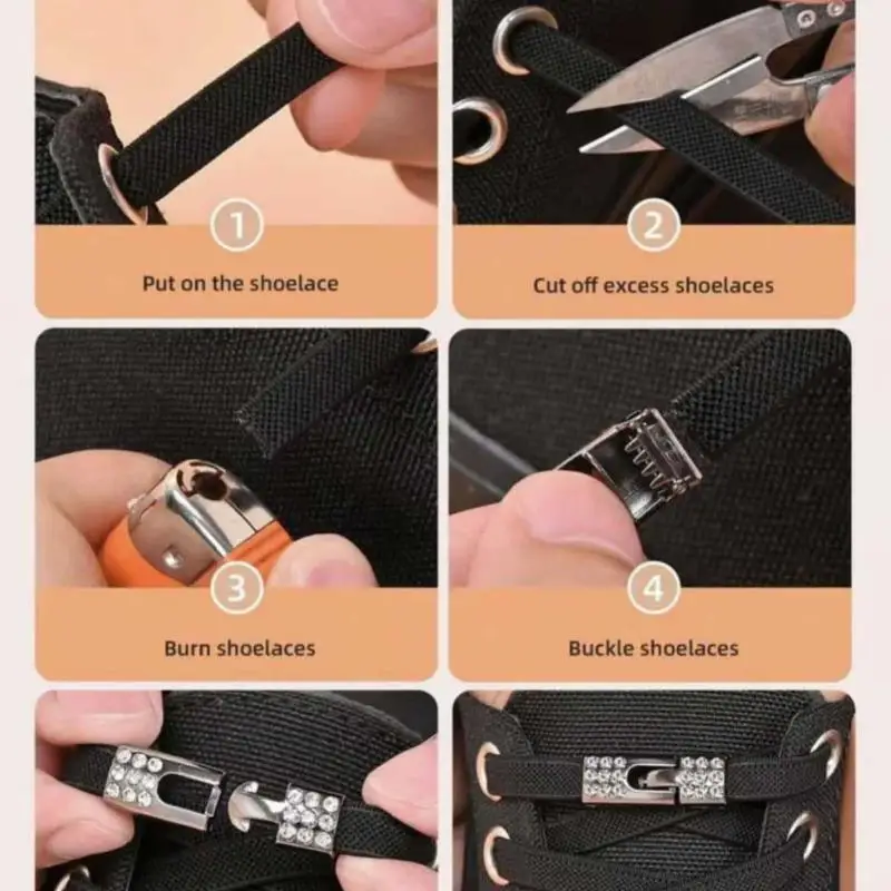 Schuhbänder ohne Schnürsenkel, mit Diamantschnalle, elastische Schnürsenkel, geeignet für Sneaker, Kinder- und Erwachsenenschuhe, Sport- und Freizeitschuhe, Stiefel. – Detail 4