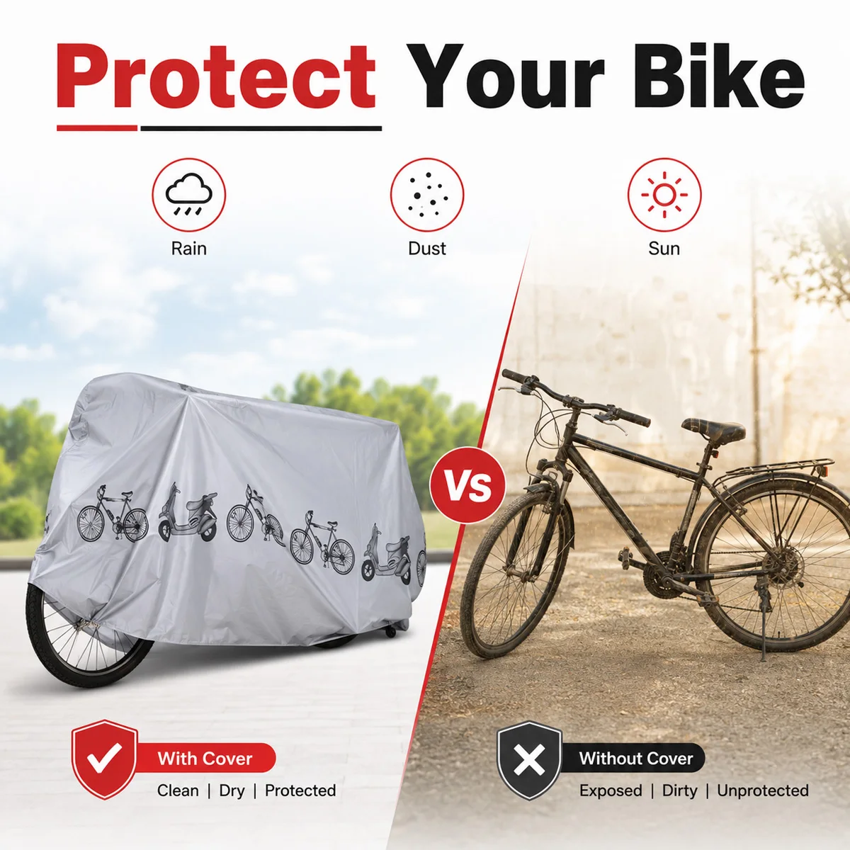 PINMOAP Universal Bicycle Rain Cover Waterproof Outdoor Bike Cover Dustproof UV Resistant Windproof Storage Bag Cycling Gear view 5