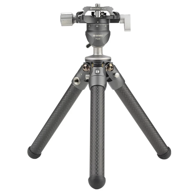 ขาตั้งกล้องสามขาแบบพกพาขนาดเล็กเดสก์ท็อปคาร์บอนไฟเบอร์ขาตั้งกล้อง FS20สำหรับ Live Show Vlog MAX LOADING 3kg SC05