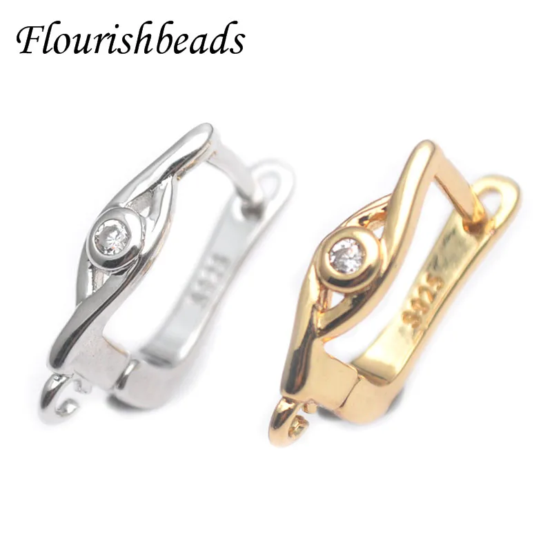 Multi Colors Eye Shape Paved CZ In The Center Earring Hooks Nickel Free Accessories for DIY Jewelry Making 30pcs/lot