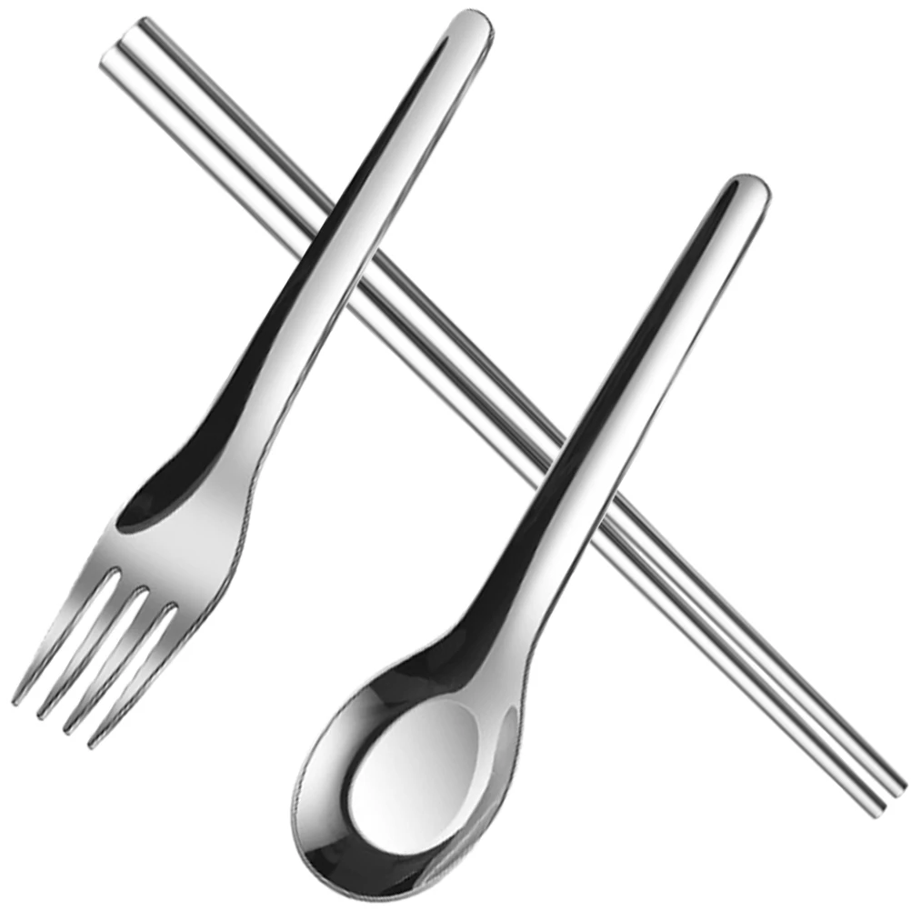 

1 set Portable Cutlery Set Stainless Steel Travel Tableware Spoon Chopsticks Fork Reusable Metal Student Outdoor Dining Kit