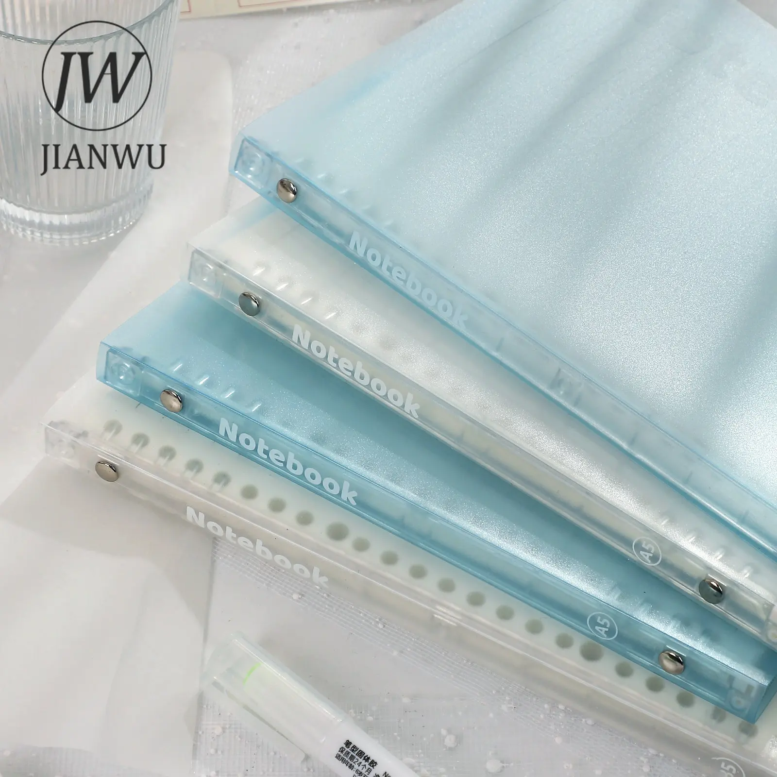 JIANWU A5 / B5 10-hole Simple Soft Cover Translucent Refill Paper Loose-leaf Book Creative DIY Student Supplies Stationery