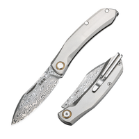 SANRENMU 7315 Outdoor camping folding knife Fruit knife Titanium Alloy Damascus steel pocket KNIFE EDC self-defense knife