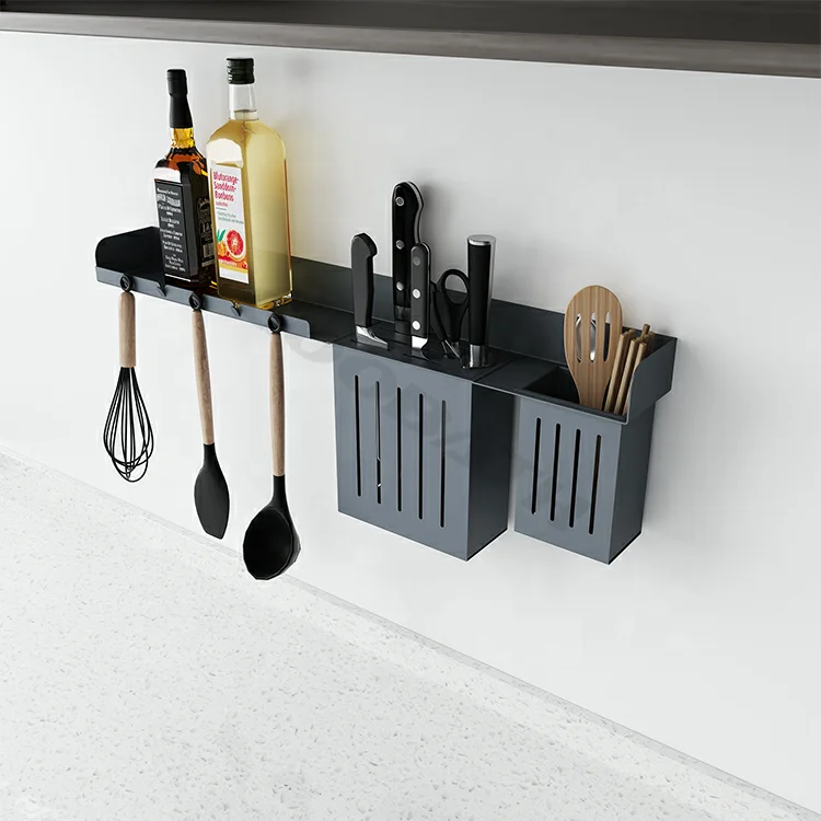 Kitchen Rack Wholesale Wall Mounted Kitchen Knife Organizer Shelf Price Chopstick Storage Holders Kitchen Racks