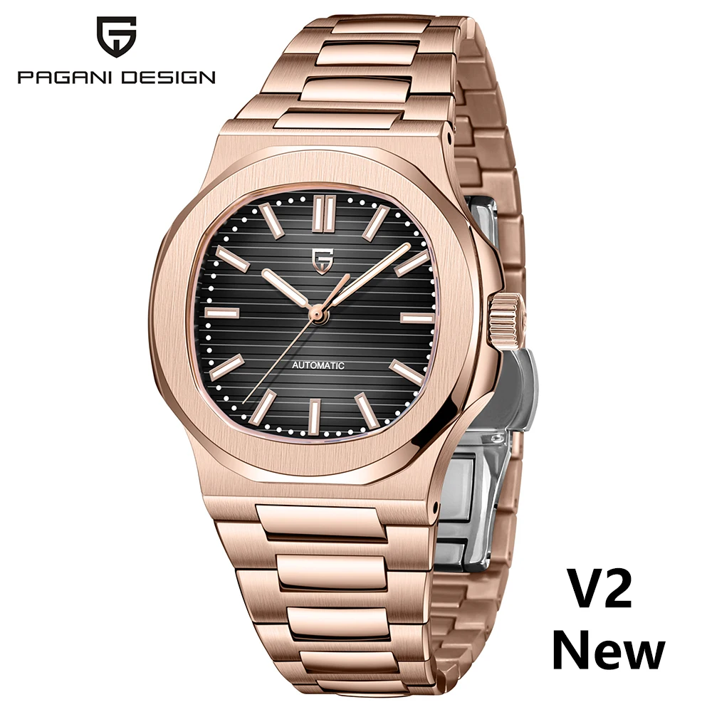Men's Luxury Rose Gold Blue Automatic Watch