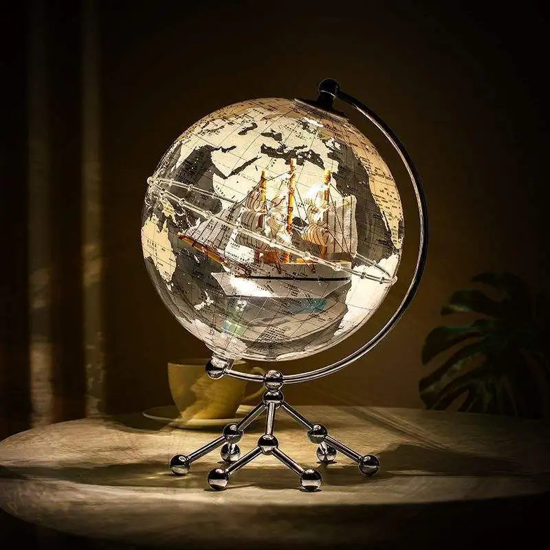 Luxury creative ornament: transparent acrylic sailboat globe home party decorative lighting night light