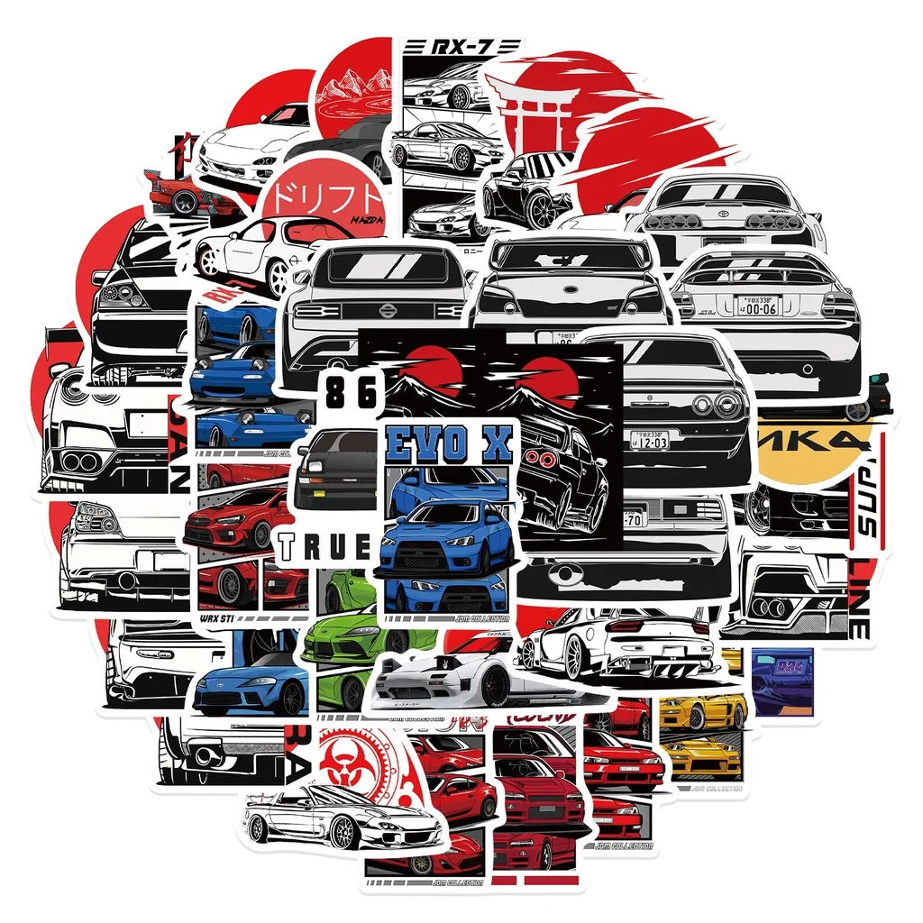 

50 шт. японских JDM-наклеек с аниме-граффити для ноутбуков, мотоциклов, автомобилей, скейтбордов, Story Store