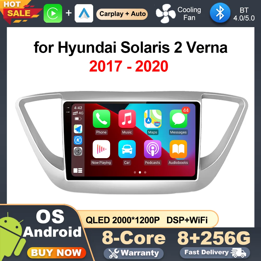 

Android Auto Car Radio Multimedia Player for Hyundai Solaris 2 Verna 2017 - 2020 9 inch GPS Navi Android OS Accessories No 2 din