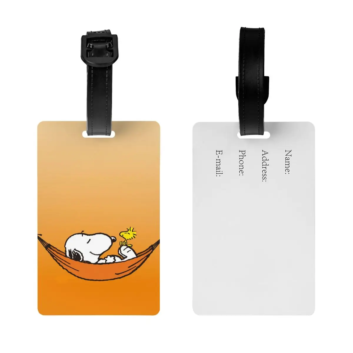 Étiquette de bagage personnalisée S-Snoopys, dessin animé mignon, sac de voyage, valise, couverture de confidentialité, étiquette d'identification