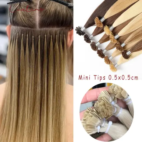 LOVELINE 미니 플랫 팁 헤어 익스텐션 인간 헤어 블리치 블론드 케라틴 핫 퓨전 팔트 팁 Pre Bonded Virgin Remy Hair 0.6G/s