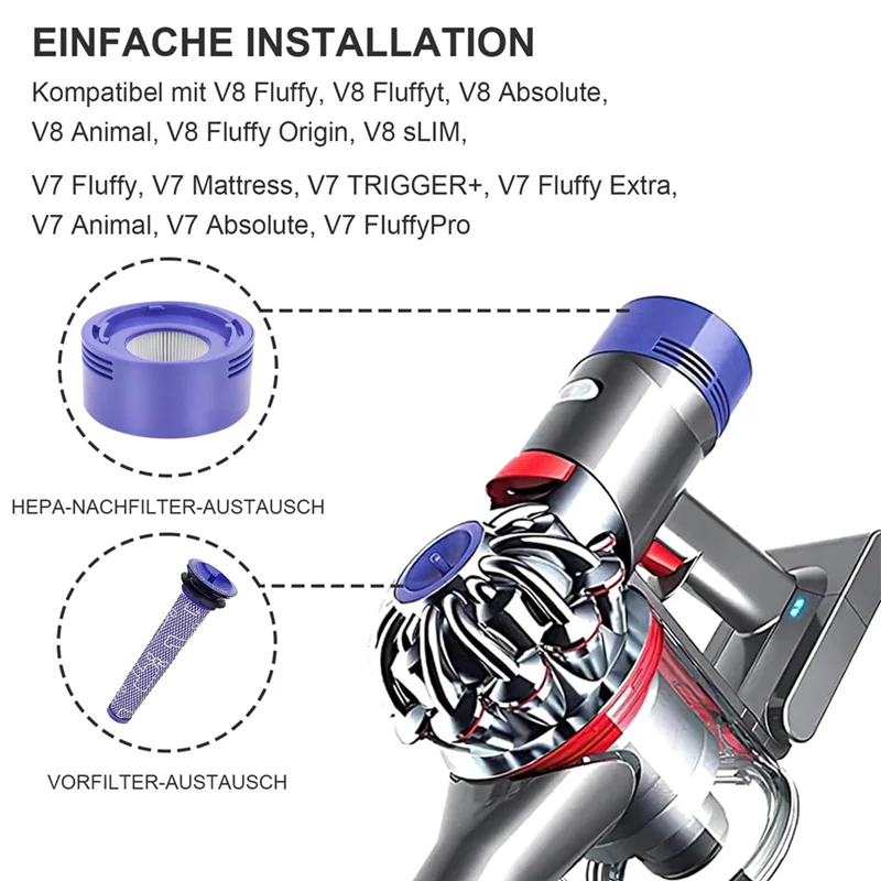 

A04R заменяет фильтры и предварительный фильтр для пылесосов Dyson V8 V7 Animal Absolute, DY-96566101, DY-96747801