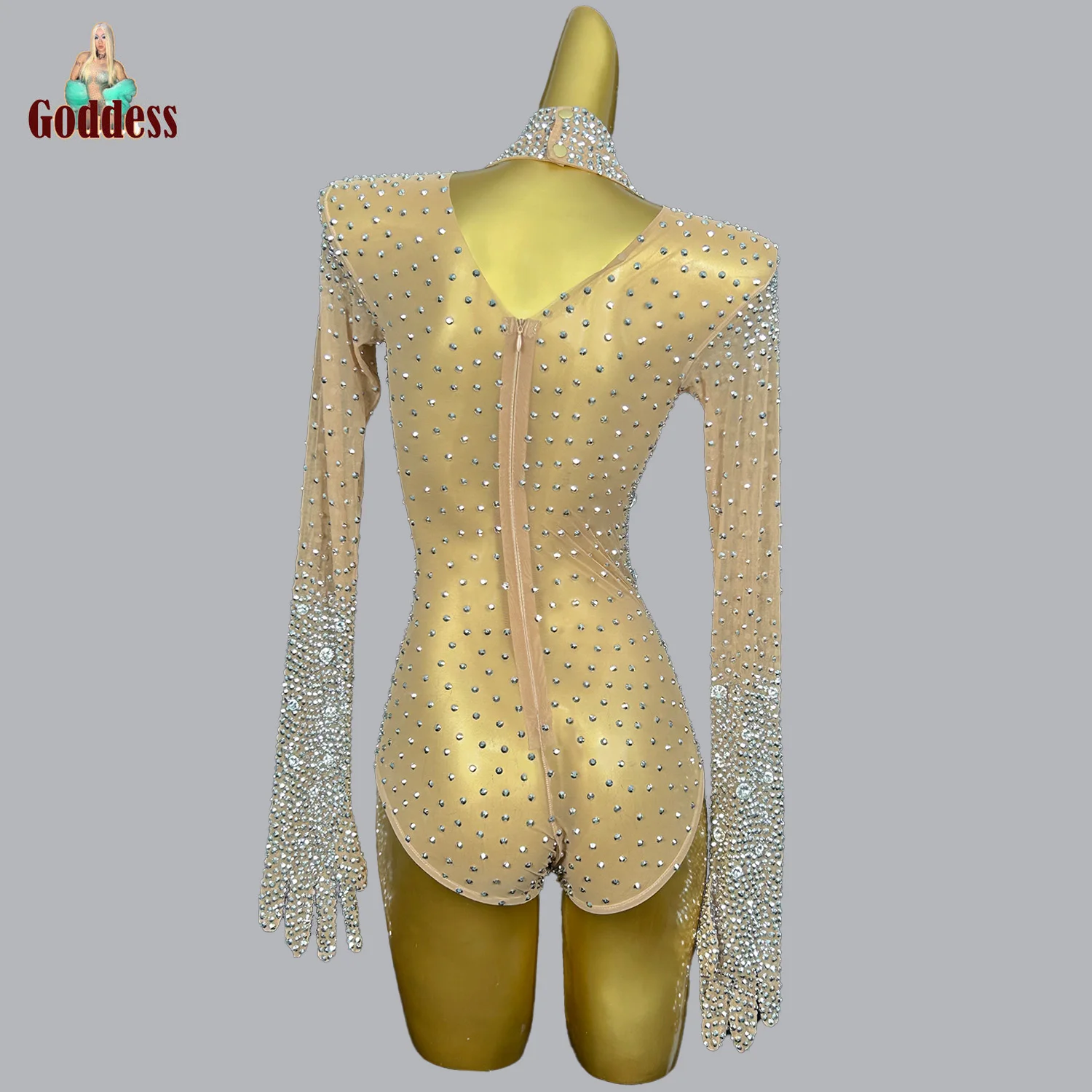 Sparkly Full Rhinestones Pearls Fringes Bodysuit Bar Sexy Birthday Party Celebrate Outfit Party Dance Female Singer Show Leotard