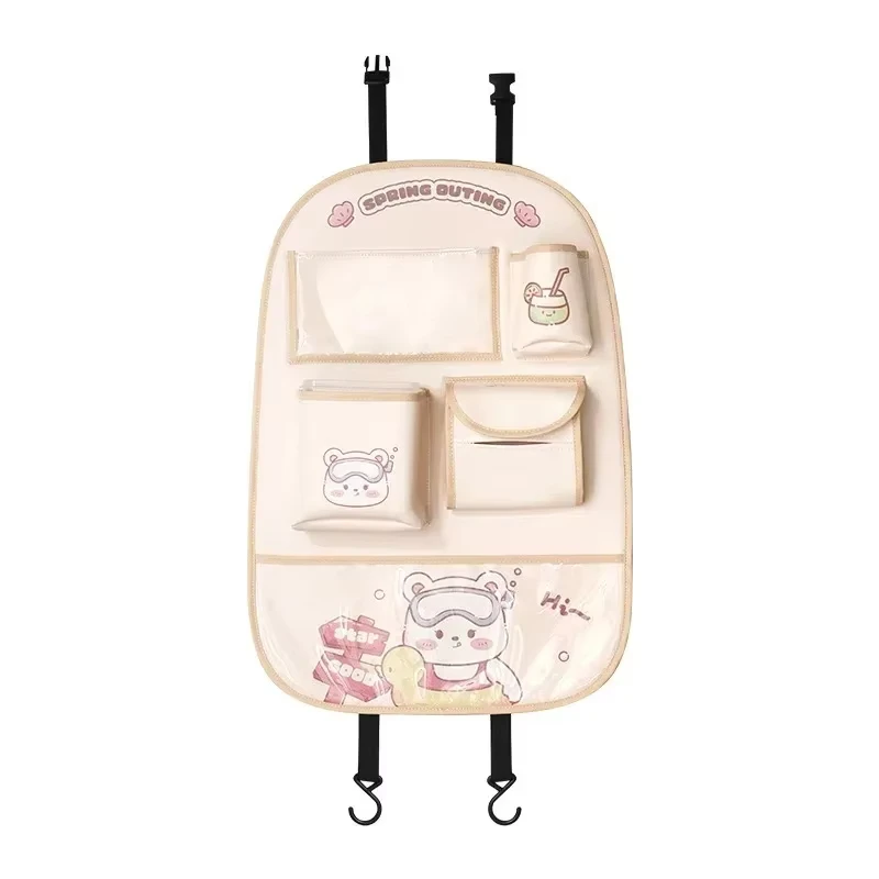 Car Seat Back Storage Bag Hanging Anti-Kick Pad With Handle Anti-Wear Universal Car Back Storage Bag Cute Children