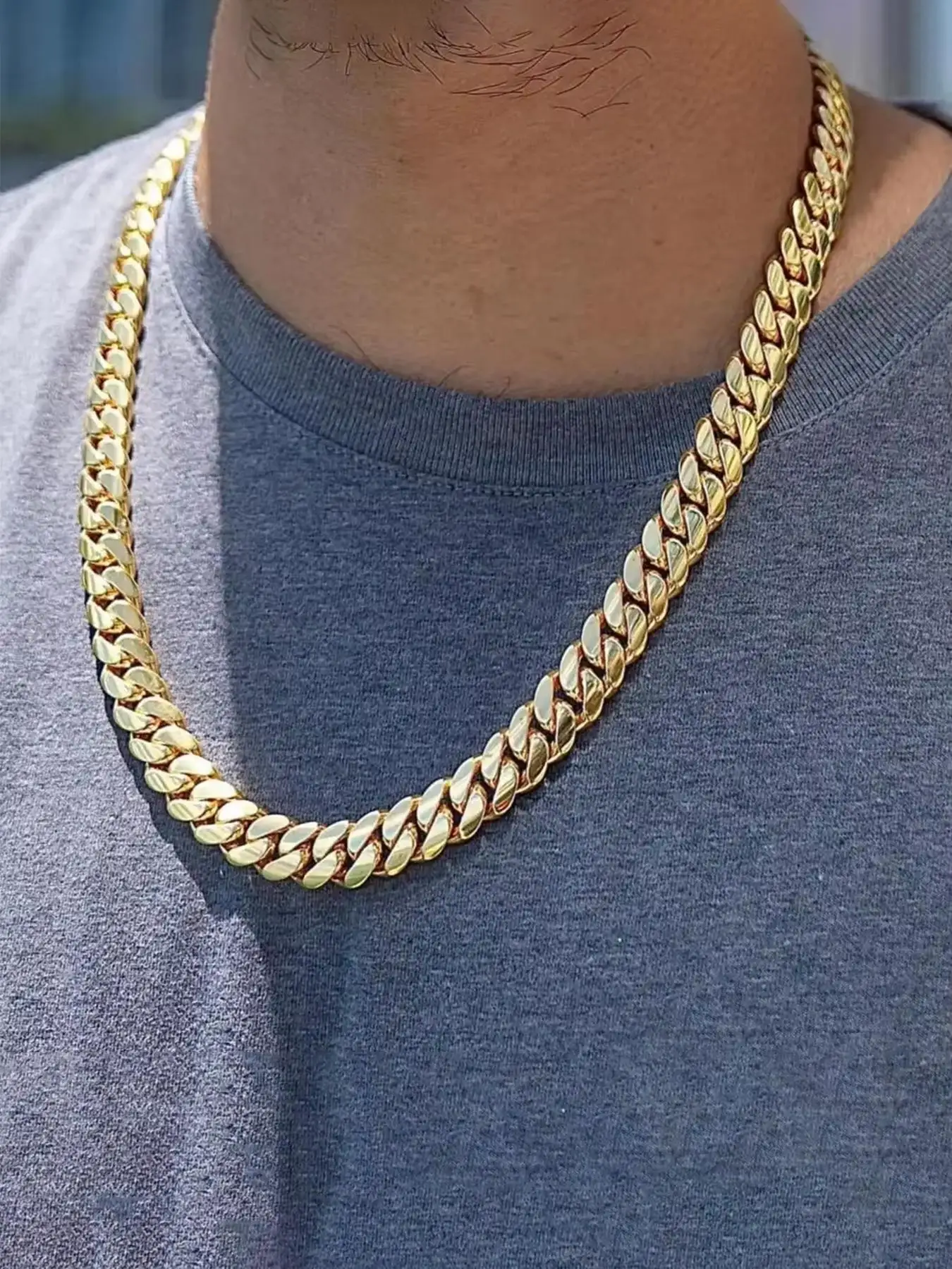 20Mm Classic Hip Hop Cuban Chain, Rhodium Plated Hip Hop Miami Cuban Chain Necklace, Rapper Multi-Size Heavy Duty Men's Necklace
