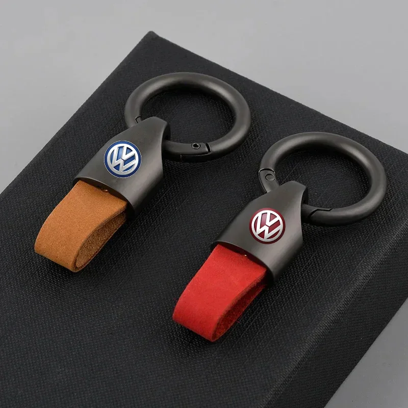 New Cowhide Leather Car Keychain Key Rings Keyring For Volkswagen VW Rline Beetle Touareg Tiguan Touran CC Golf MK6 7