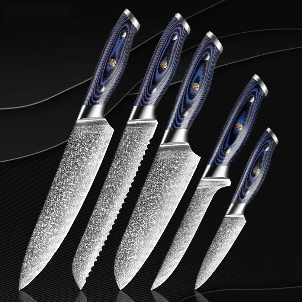 Damascus Steel Knife G10 Handle Kitchen Cooking Tools Durable Razor Sharp Chef Knife Sankotu Cleaver Boning Gyuto Kitchen Knife