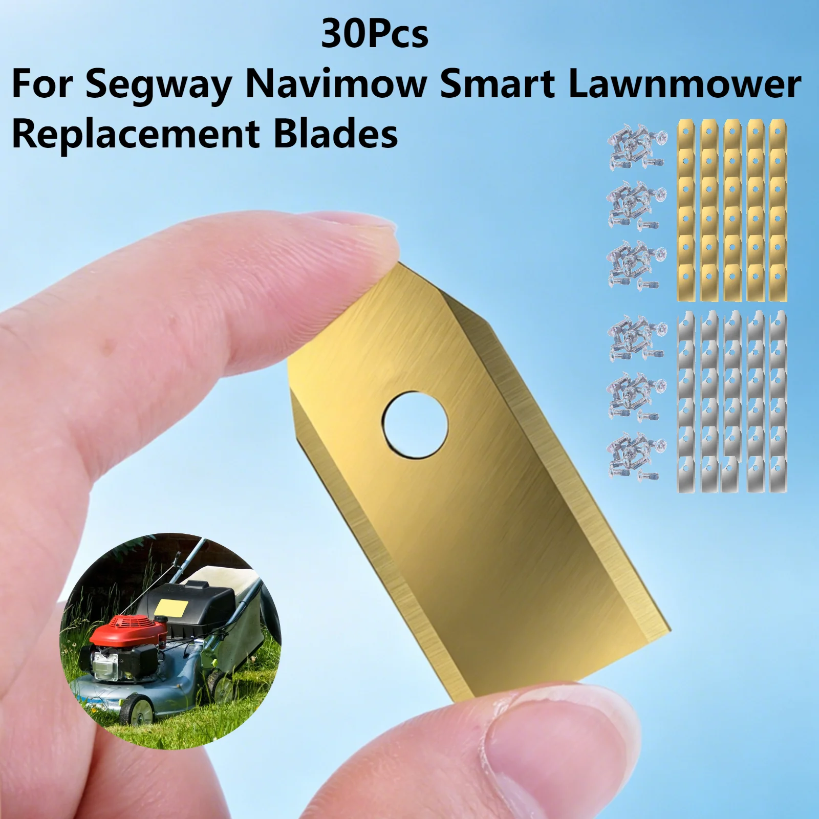 30Pcs For Segway Navimow Smart Lawnmower Replacement Blades With Screws Lawnmower Blading Kit 35x18x0.9MM Lawn Mower Accessories view 3