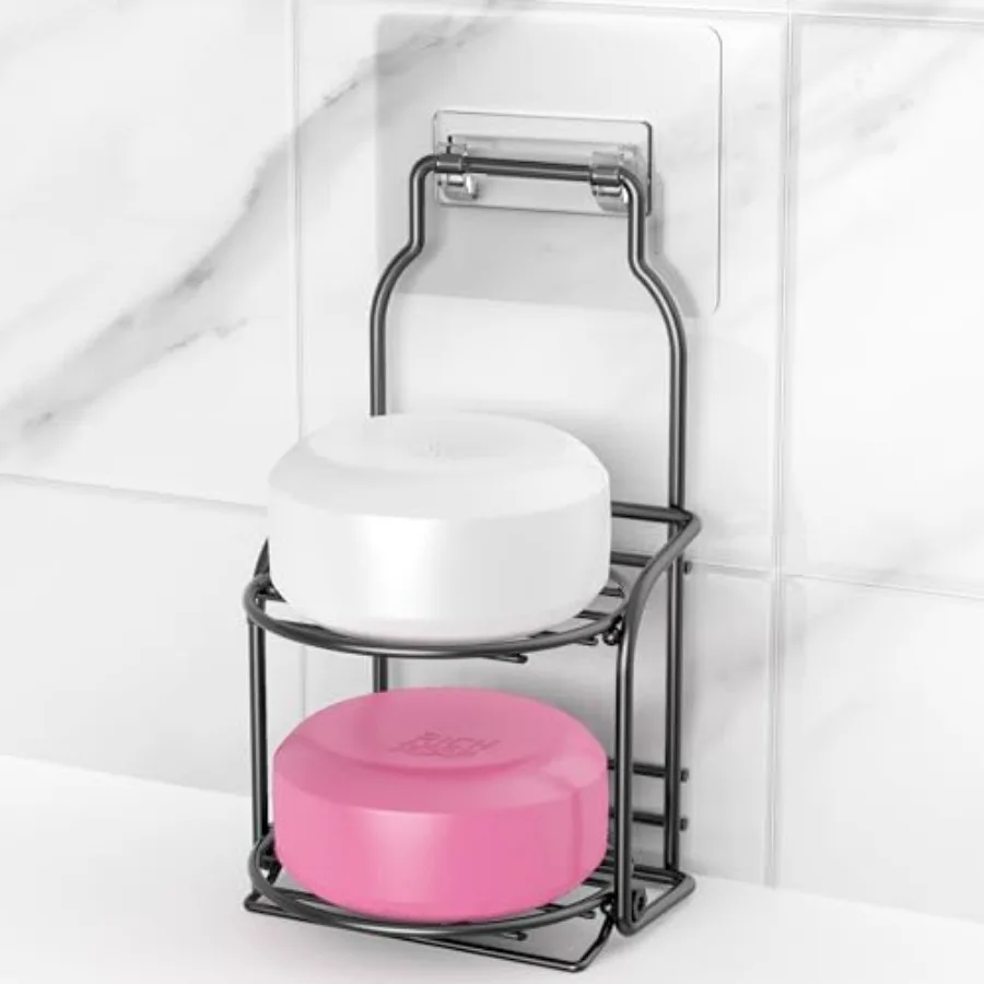 

Shower Soap Shampoo Bar Holder Self Adhesive and Freestanding Draining Soap Dish Caddy for Bathroom Kitchen Wall Accesories Apa