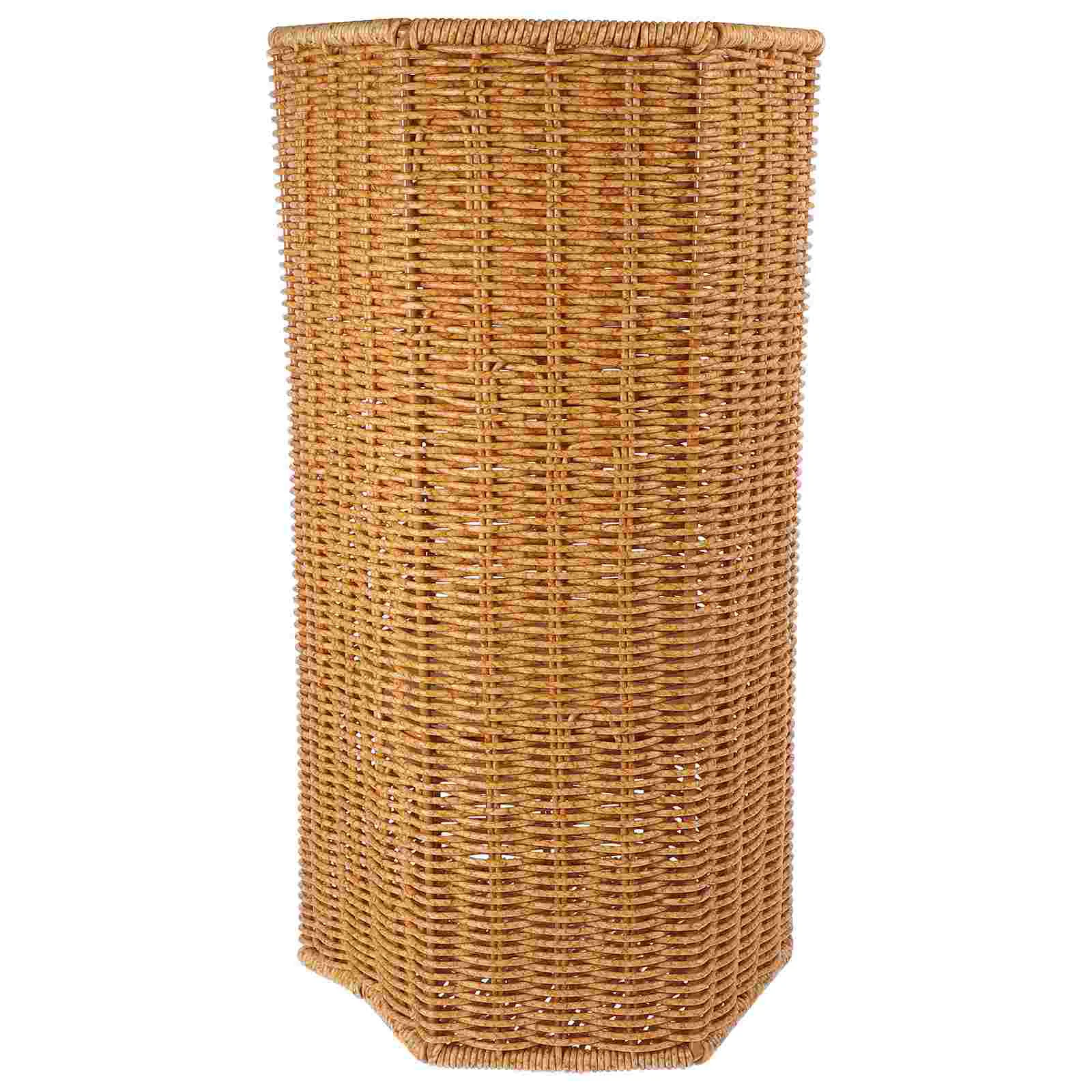 

Imitation Rattan Umbrella Stand Bucket Home Storage Basket Black Holder for Office Indoor Vase Artificial Plastic Elderly