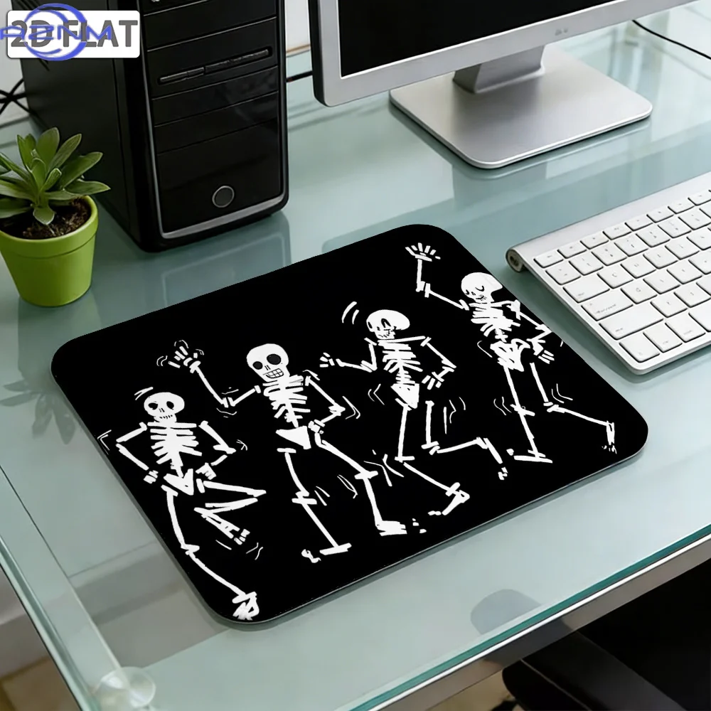 1pc 1pc for Halloween Dancing Skeleton Desk Mat & Mouse Pad - Anti-Slip Stitched Edge Dark Gothic Suitable for Gaming Office Com