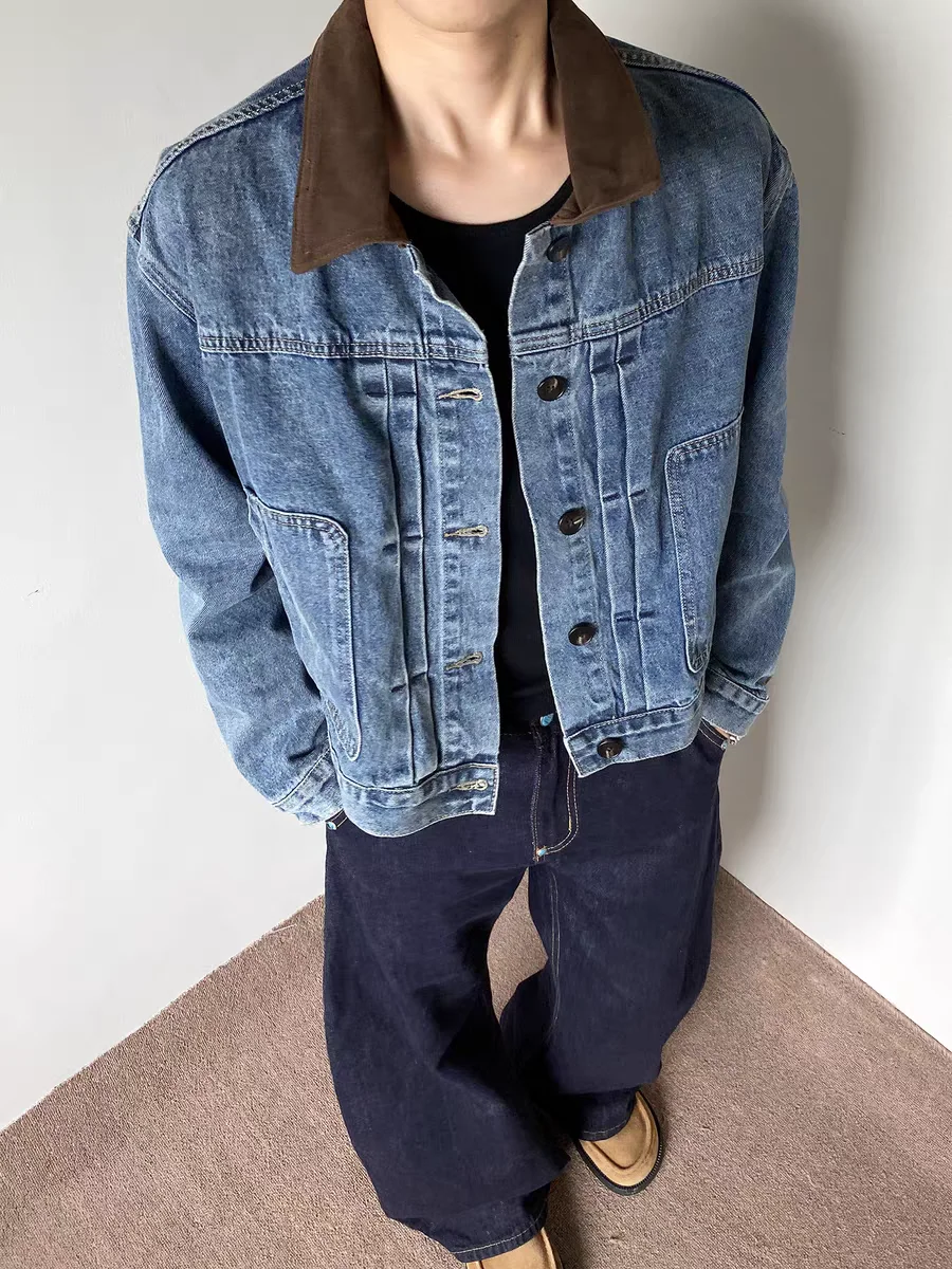 

Джинсовое джинсовое пальто с американской талией в стиле ретро, осенне-зимнее модное повседневное износостойкое хлопковое пальто