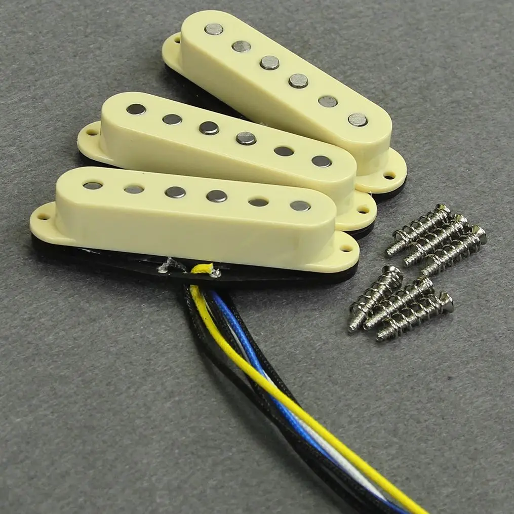 FLEOR Set of Vintage Staggered Alnico 5 Single Coil Pickups Guitar Pickups 52/52/52mm ST SSS Guitar Parts