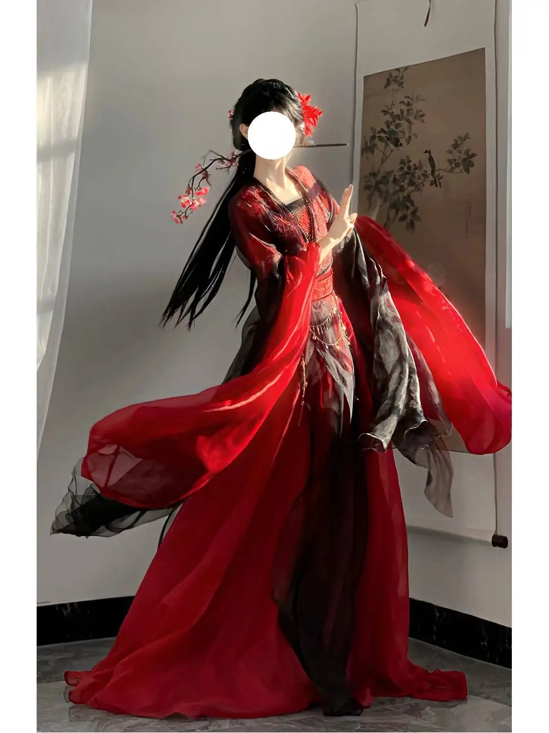 Black Red Hanfu Suspender Skirt Wei Jin Dynasty Hanfu Elegant Embroidered Chinese Fantasy Martial Arts Ethereal And Fairy-like