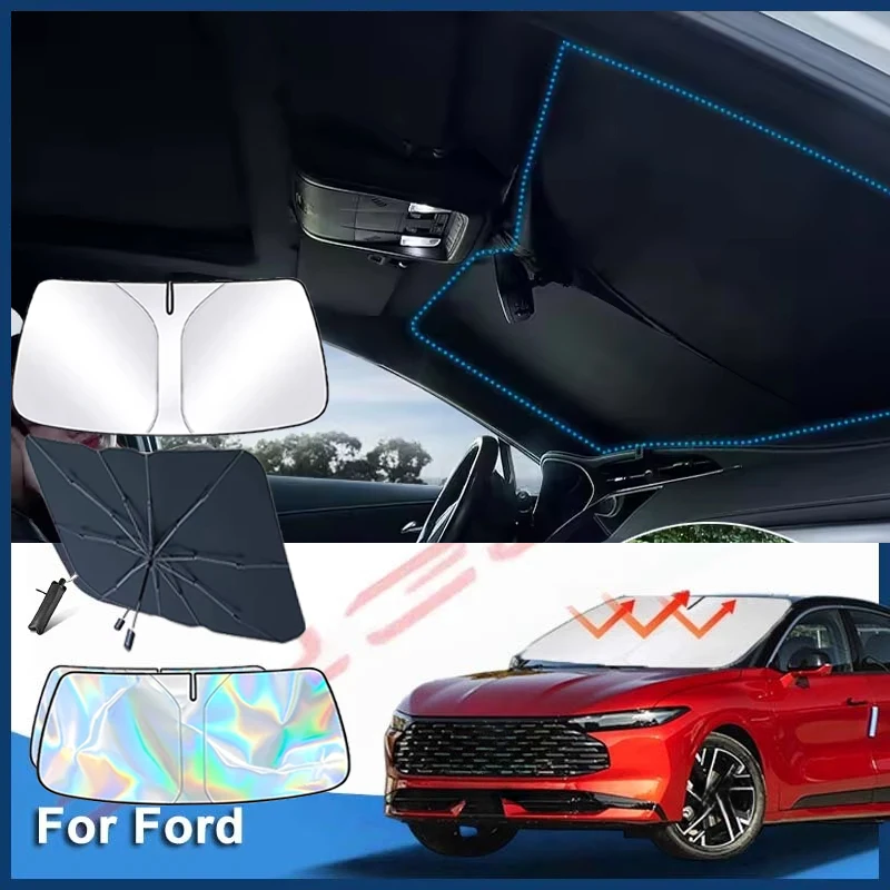 Car Sun Visor For Ford Mondeo Taurus 2022~2026 2023 2024 MK5 Auto Front Windshield Sunshade Heat Insulation Summer Accessories